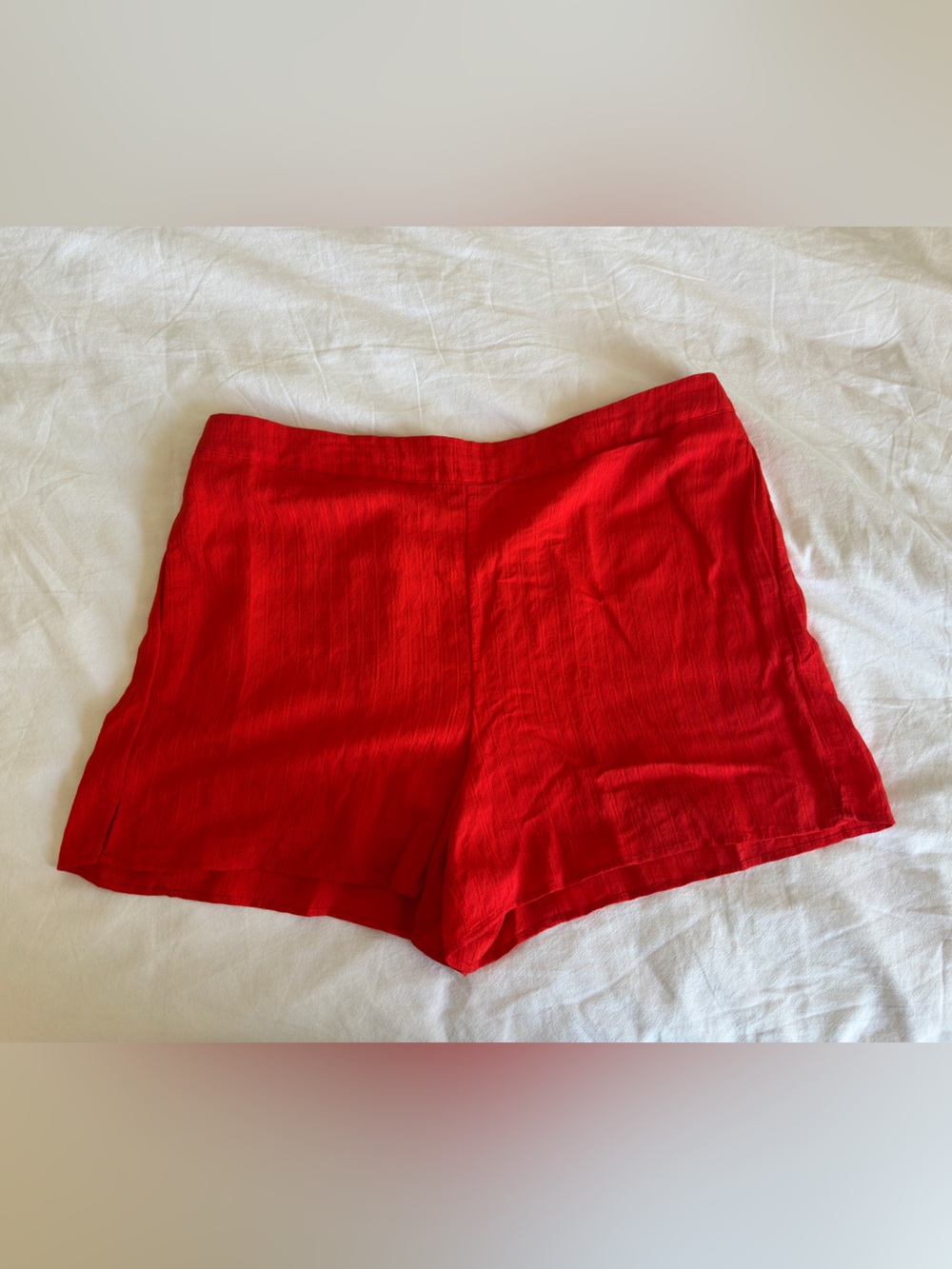 Mango - Red Lightweight Woven Stripe Summer Shorts - XL